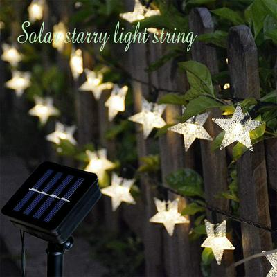 Outdoor Waterproof Solar Energy Pentagram Starry Light Strings for Courtyard Decoration