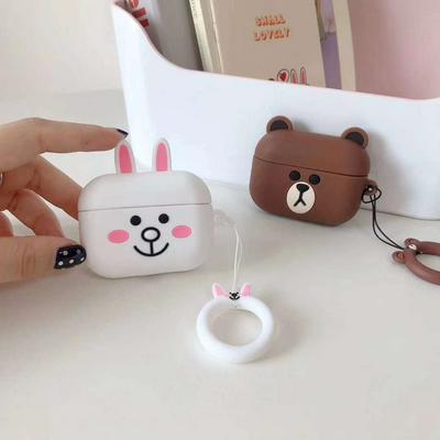 Cute 3D Cartoon Rabbit Bear Shockproof Silicone Protective 3 Generation Bluetooth Wireless Earphone Charging Case Cover Skin for Apple Airpods