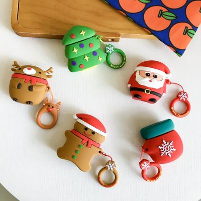Santa Claus Tree Elk Airpods Case Keychain AirPod Earbud Charging Bluetooth Earphone Protective Hard Cover Case 