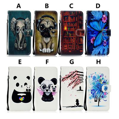 Dog Elephant Panda Painted Side Flip PU Leather + Soft TPU Card Slots with Stand and Magnetic Buckle Wallet Protective Case for Huawei P Smart+ / Nova 3i