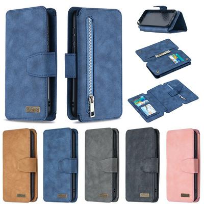 Frosted Zipper Wallet BF07 Type Detachable Scratch Resistant PU Leather Phone Case for HUAWEI Y5(2019)