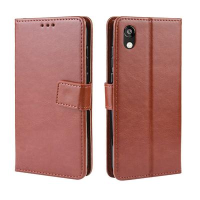Solid Color Wrist Strap Style Shockproof Side Flip PU Leather + Soft TPU Card Slots with Stand and Magnetic Buckle Wallet Case for Huawei Y5 (2019)