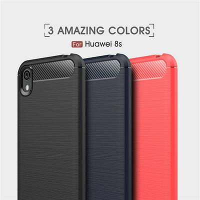 Carbon Fiber Brushed Shockproof Soft TPU Back Cover Protective Case for Huawei Y5 (2019)
