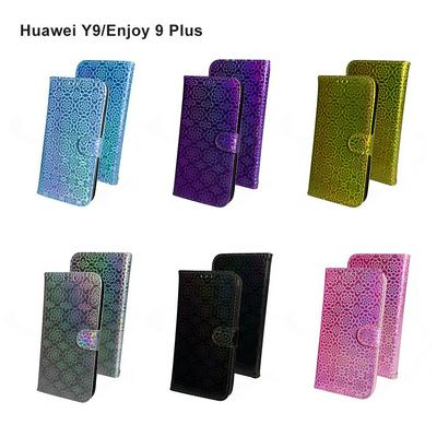 Patterned Wallet Case for HUAWEI Y9 2019, Shiny Gradient Phone Cover with Hidden Kickstand