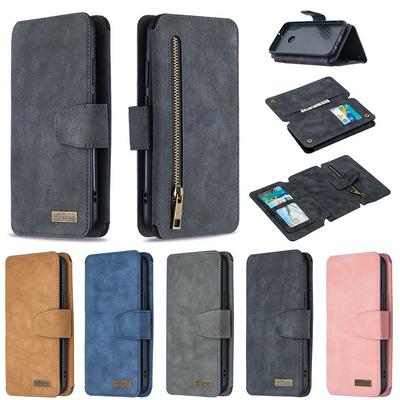 Frosted Zipper Wallet BF07 Type Detachable Scratch Resistant PU Leather Phone Case for HUAWEI Y7p