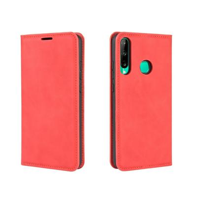 Solid Color Magnetic Attraction Side Flip Shockproof Anti-Scratch PU Leather + Soft TPU with Card Slots and Stand Wallet Protective Case for Huawei Y7p / P40 Lite E