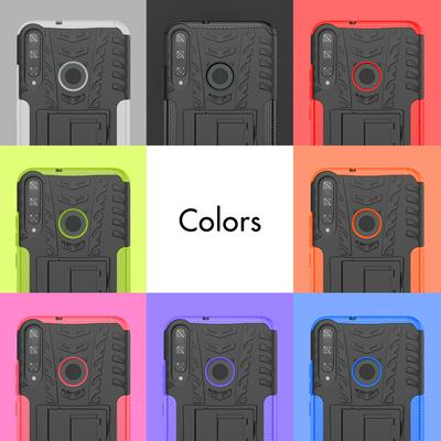 Dazzling Pattern Scratch Resistant Shockproof Hard PC +TPU Back Cover Case with Foldable Stand for HUAWEI Y7p