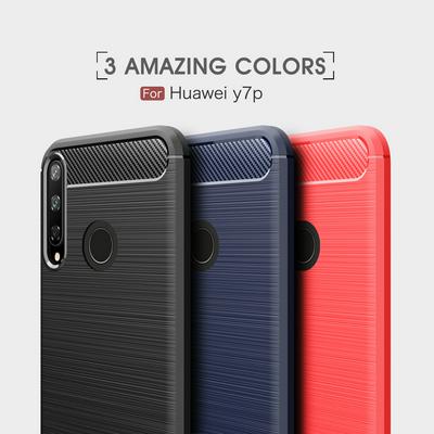 Carbon Fiber Pattern Brushed Shockproof Soft TPU Back Cover Case for Huawei Y7p