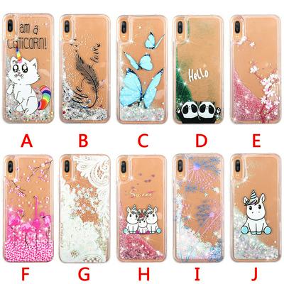 Colored Painting Cat Flamingo Butterfly Dandelion Bling Quicksand Glitter Powder Soft TPU Back Cover Case for Huawei Y6 (2019)