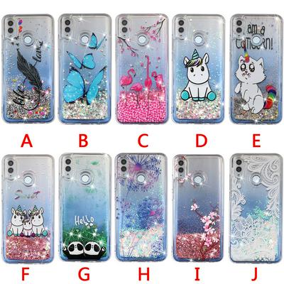 Colored Painting Cat Flamingo Butterfly Dandelion Bling Quicksand Glitter Powder Soft TPU Back Cover Case for Huawei Y7 (2019) 