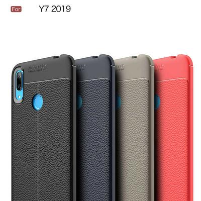 Litchi Pattern Anti-Scratch Shockproof Soft TPU Back Cover Case for Huawei Y7 (2019)