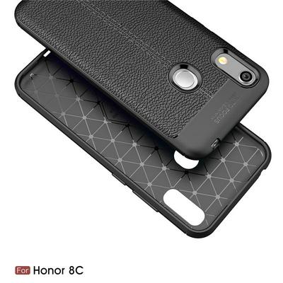 Litchi Pattern Shockproof Soft TPU Back Cover Protective Case for Huawei Y6 (2019)