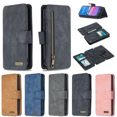 Frosted Zipper Wallet BF07 Type Detachable Scratch Resistant PU Leather Phone Case for HUAWEI Y6(2019)