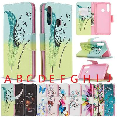 Colored Painting All-round Protection PU Leather Phone Protective Case with Card Slots&Stand for HUAWEI Y6p