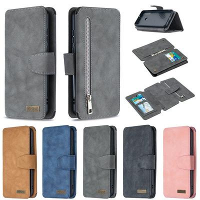 Frosted Zipper Wallet BF07 Type Detachable Scratch Resistant PU Leather Phone Case for HUAWEI Y6p