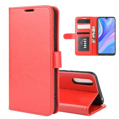 R64 Pattern Single Folding Open Left and Right Scratch Resistant PU Leather Phone Cover with Stand and Card Slots for HUAWEI Y8p