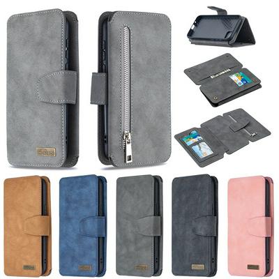 Frosted Zipper Wallet BF07 Type Detachable Scratch Resistant PU Leather Phone Case for HUAWEI Y5p