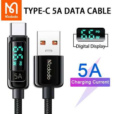 Mcdodo CA-8690 PD 66W USB Type C 5A Fast Charging Cable For Huawei Xiaomi Samsung QC Flash Charge VOOC AFC FCP Digital Display Data Cord