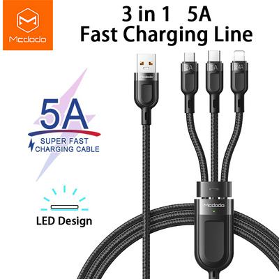 Mcdodo CA-879 3 in 1 USB Cable Data 5A Micro USB Type C for iPhone 12 11 X XR 8 Huawei Xiaomi Samsung Fast Charging QC/AFC/SCP/FCP/VOOC