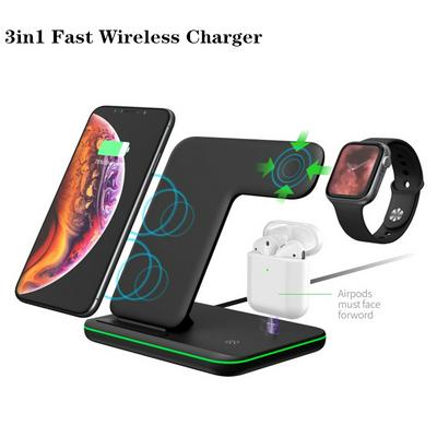 3 in 1 Wireless Charger QI Wireless Charging Stand with Backlit for iPhone, Apple Watch and Airpods