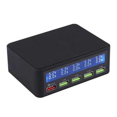 5 Port USB Multi Charger Station Quick Charge 3.0 Fast Charging Multiple USB Charger LC Display HUB LED Display QC 3.0 Universal Chargers US UK EU Plug