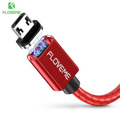 FLOVEME 1m Micro USB / 8 Pin / Type-C Interface Embosses 3A Fast Charge Magnetic Charging Data Sync Cable with LED Light for IOS Android Phones