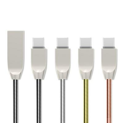 Type-C USB-C Zinc Alloy Spring Wire USB Cable Charging & Data Syncing Data Line 