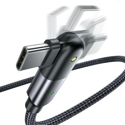3A USB to USB-C / Type-C 180 Degree Rotating Elbow Charging Cable