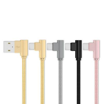 FT-UCA82 Solid Color Braided 90 Degree Right Angle 1m Type-C Interface 2.4A Data & Charging Cable for Devices with Type-C Interfaces