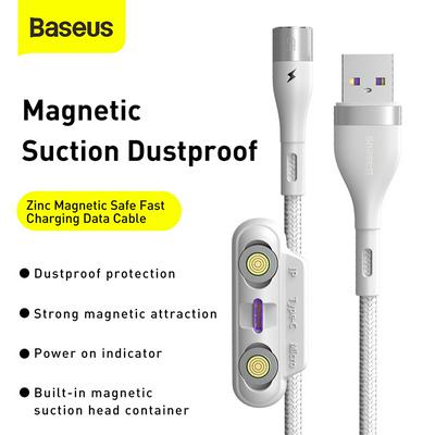 Baseus Zinc Magnetic Dustproof Safe Fast Charging Data Cable One-drag-three Mobile Phone Charging Cables USB for M+L+T 5A 1m
