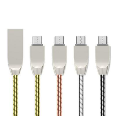 Android Micro 5 Pin Zinc Alloy Spring Wire USB Cable Charging & Data Syncing Data Line 
