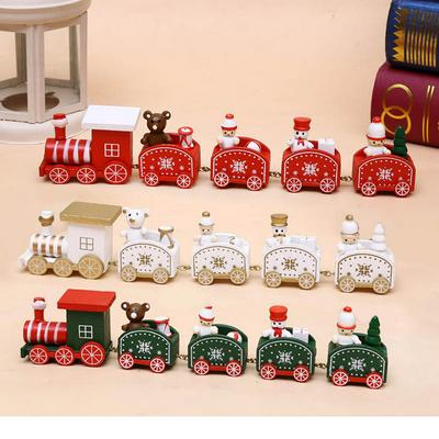 Wooden Christmas Train Toy Mini Train Ornament for Decorating Home on Christmas