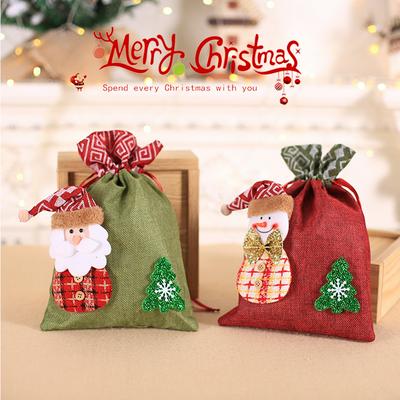  Christmas Decoration Gift Bag Linen Bundle Mouth Apple Bag for Children