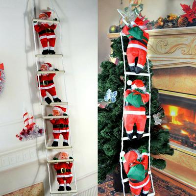Christmas Pendant Climbing Ladder Santa Claus Doll Tree New Year Drop Ornaments