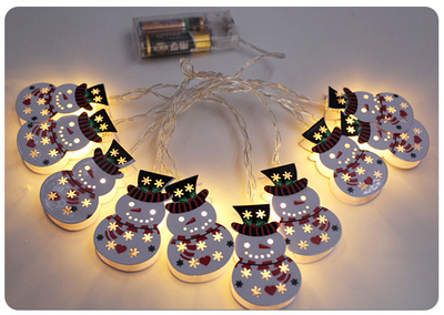 Snowman LED String Lights, Battery-operated Decoravite Lights with 10 Metal Cutouts for Christmas Decoration