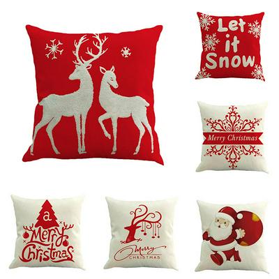 Christmas Pillow Case Cover Decorative Cushion Throw Sofa Elk Santa Claus Pillowcase Seat Bed