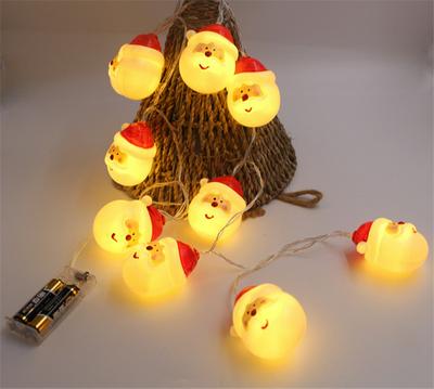 Santa String Lights Battery Operated LED Fairy Lights with Amiable Figure for Christmas Decoration