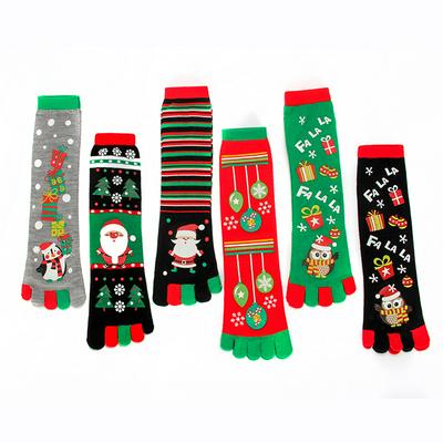Christmas Toe Socks Stretchy Warm Socks Embroidered with Festive Elements