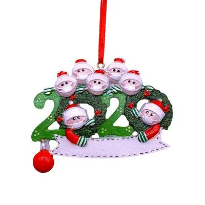 2020 Christmas Wreath Ornament DIY Survivor Mask Snowman Handwritten Name Blessing Decoration Pendant