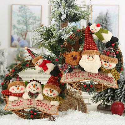 Creative New Decoration Pendant Santa Claus Doll Rattan Circle for Christmas