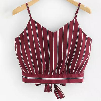 2019 Summer Sexy Plaid Women Strap Skinny Vest Camisole Tie Back Crop Tops Cropped Lady Slim Bra Blouse for Sexy tops