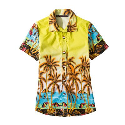 Parent-child Models Loose Fashion Printed Beach Shirts Cotton Home Casual Couple Shirts - for Women