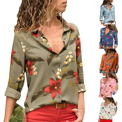 Fashion Chiffon Blouse Long Sleeve V-neck Shirt Casual Tops for Women