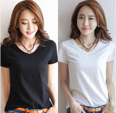 Korean Short-sleeved T-shirt Female Summer Slim Cotton Round Neck Bottoming Shirt