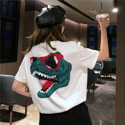 Women's Loose T-shirt Casual Clearly Printed Polyester Top 