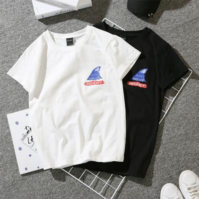 Pure Cotton Painted with Letter T-shirt Women's Short Sleeved Summer Loose Half-sleeved Street Shoting Hip Hop Tops