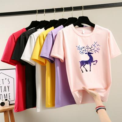 Women's Summer Shirt Colorful Short-sleeve T-shirt with Clear Print