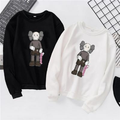 S-3XL Size Cartoon Pattern Autumn Winter Casual Comfortable Plus Velvet Loose Long Sleeves O-Neck Couple Students Top 