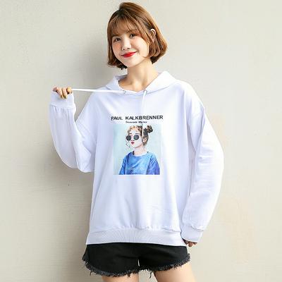 Women's Hooded Sweatshirt Casual Loose Sweater with Picture on the Front