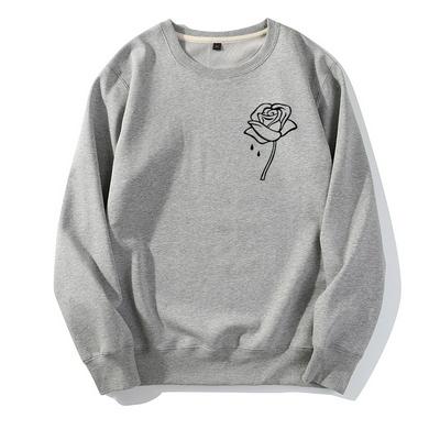 Women's Rose-embroidery Sweatshirts Casual Cuff and Waist Gathered Top
